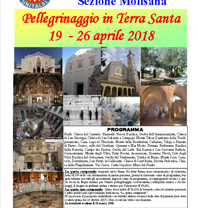 U.N.I.T.A.L.S.I. – Pellegrinaggio Terra Santa 2018