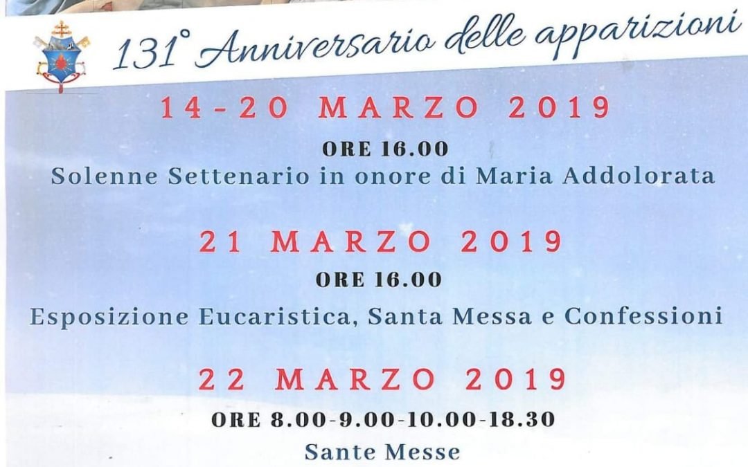 131° anniversario delle apparizioni