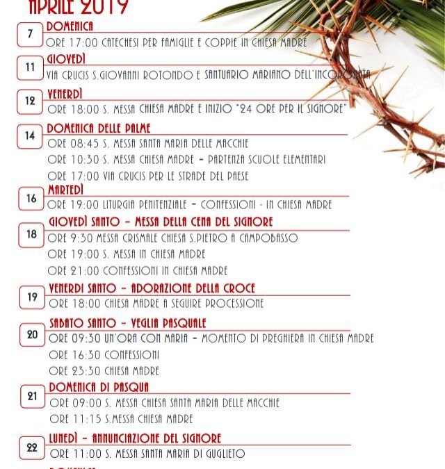 Appuntamenti Aprile 2019